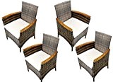 Ambientehome Polyrattan Stuhl Sessel Lubango, grau-beige, 4-teiliges Set