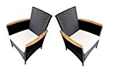Ambientehome Polyrattan Stuhl Sessel Lubango, schwarz, 2-teiliges Set