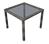 Ambientehome Polyrattan Tisch Esstisch Lubango, grau-beige, ca. 90 x 90 cm