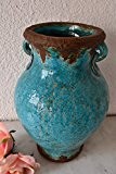 Amphore, Vase in türkis-blau-wasserdicht - mit 2 Griffen - aus Keramik, antik, schwere Ausführung, Höhe 32,5 x Breite 22 cm