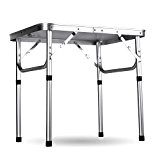 Ancheer Klapptisch Campingtisch Gartentisch,Höhenverstellbar Tragbare Outdoor-Camping-Tisch aus Aluminium,60x45x26-56cm