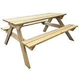 Anself Sitzgarnitur Picknicktisch aus Holz mit Sitzbänken 150 x 135 x 71,5 cm