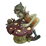 Anthony Fisher Gartenfigur "Elfe spricht mit Schnecke auf Pilz", schrulliges Geschenk