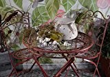Antik Gartentisch Metalltisch Terassentisch Eisen vintage Gartenmöbel weinrot