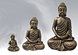 Antik Gold Finish Buddha Gartenfigur sitzend und meditierend für Innen oder Außenbereich - 3 sehr große Größen zur Auswahl, keramik, Braun / Gold, ...