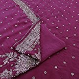 Antike Jahrgang Indische Saree Pure Crepe Seide Perlen Lila Used Fabric Sari 5YD