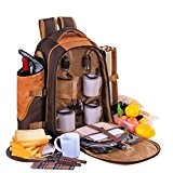Apollowalker Picknick-Rucksack für 4 Personen mit Besteck Set für Picknick, Outdoor, Sport, Wandern, Camping, BBQs und als Kühler