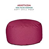 Arketicom Soft Chill Sitzsack rund Fußhocker Zylinder und Sitz abnehmbar (Doppel Futter mit Reißverschluss) in gemischten Baumwolle und gepolsterte in ...