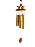 ARMRA Bambus Wind Chime hängende Verzierung Innen Außen Garten Innenhof Rasen Vintage-Melody Wind Glocke (3-Doll Shape, Brown)