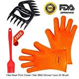 Asscom Barbecue Handschuhe + Pulled Pork Meat Separate Claws Set, Silikon Heat Resistant Grill Zubehör & Home Kitchen Tools für ...