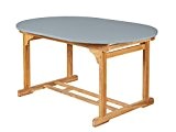 Atmungsaktive Tischplattenhaube Teak Safe Grau Oval 150x90cm mit Gummizug vollflächig atmungsaktiv