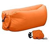 Aufblasbar Air Sofa Liege Luft Outdoor Luftsofa Bett Strand Schlafsack für 4 Erwachsene, Keine Luftpumpe Erforderlich, Faltend - Orange