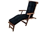 Auflage Teak Deckchair Relaxliege Liegestuhl Sonnenliege Gartenliege Gartenstuhl, Farbe:Tarim schwarz