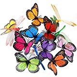 austor 26 x Gartendeko-Schmetterlinge / Libellen auf Stäben, Libellen & Schmetterlinge, Deko für den Garten/Partys