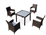 Baidani 10d00015.00002 Designer Lounge-Essgruppe Evolution, 1 Tisch mit Glasplatte, 4 Sessel  Sitzauflagen, braun