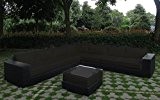 Baidani Garten Lounge Garnitur Flachrattan, Challenge Select, schwarz, 246 x 90 x 68 cm, 13b00020.92002