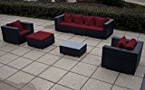 Baidani Garten Lounge Garnitur Flachrattan, Daydreamer XXL Select, schwarz / rot, 246 x 90 x 68 cm, 13b00010.93002