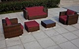 Baidani Garten Lounge Garnitur Flachrattan, Sun Dream Select, braun / rot, 160 x 85 x 93 cm, 13b00012.93002