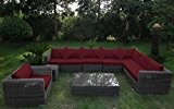 Baidani Garten Lounge Garnitur Rundrattan, Celebration Select, rot, 305 x 305 x 64 cm, 13a00001.90003