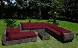 Baidani Garten Lounge Garnitur Rundrattan, Masterpiece Select, rot, 482 x 310 x 64 cm, 13a00002.90003