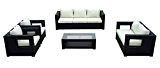 Baidani Gartenmöbel-Sets 10c00003.00001 Designer Lounge-Garnitur Seaside, 3-er-Sofa, 2-er-Sofa, 2 Sessel, Sitzauflagen, 1 Couch-Tisch mit Glasplatte, schwarz