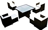 Baidani Gartenmöbel-Sets 10c00032.00001 Designer Sitz-Garnitur Emotion, 1 Tisch mit Glasplatte, 4 Stühle, 4 Hocker, Sitzauflagen, Rückenkissen, schwarz
