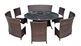 Baidani Gartenmöbel-Sets 10d00013.00002 Designer Lounge-Garnitur Timeless, 1 Tisch mit Glasplatte, 3 Stühle, Doppelsitzer, passenden Sitzauflagen, braun