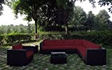 Baidani Rattan Garten Lounge Garnitur Destiny, Schwarz (Rot)