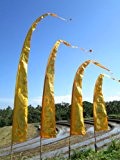 Bali-Fahne 5 Meter Umbul-Umbul Gartenfahne Balifahne Satin hellorange mit gold-Aufdruck