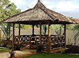 Bali Pavillon, Gazebo, Bali Hütte aus Bambus mit Seitenteilen, Tisch u. Bänken, 3x3m