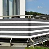 Balkon Sichtschutz 3,0x0,9m Grau-Weiß - witterungsbeständige Balkonumspannung mit Befestigung - Windschutz