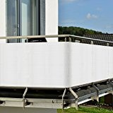 Balkon Sichtschutz 3,0x0,9m Weiß - witterungsbeständige Balkonumspannung mit Befestigung - Windschutz