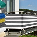 Balkon Sichtschutz 500x90 cm UV-Schutz - Balkonumspannung mit Befestigung - Windschutz - Grau-Weiß