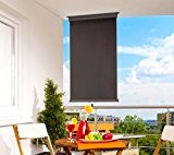 Balkon-Sichtschutz Balkon-Markise Balkon-Windschutz Anthrazit grau vertikal + horizontal Aluminium / Polyester 80 x 300 cm