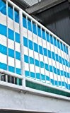 Balkon Sichtschutz Balkonverkleidung 5m lang 0,90m hoch - blau/ weiß
