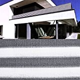 Balkon Sichtschutz grau weiß gestreift 600x75 Balkonsichtschutz Balkonumrandung Balkonverkleidung Windschutz
