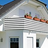 Balkonbespannung - Windschutz - Balkonverkleidung - Balkonsichtschutz groß 600x90cm mit Farbauswahl (grau/weiß)