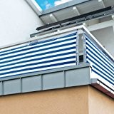 Balkonschutz / Windschutz (90 x 500 cm) (Blau / Weiß)