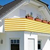 Balkonverkleidung - Balkonumspannung - Sichtschutz - Balkonsichtschutz 500x90cm mit Farbauswahl (gelb/weiß)