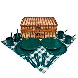 Bambus Picknick Korb für 4 Personen grün/weiß - 604002