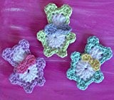 Bär Teddy Bärchen handmade NEUE Pastell Tier Häkelblumen Häkeln Basteln handmade - Applikationen 3 Stück aus 100% Baum wolle Nähen ...