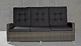 Barcelona 3er Sofa Polyrattan Dreisitzer Couch grau 210 x 90cm Wholesaler 148228 - Gartenmöbel Set Terrassensofa Couch in grau mit ...