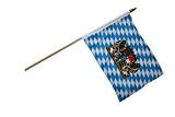 Bayern Fahne mit Holzstab ca.15x 20 cm Flagge bedruckt mit Bayernwappen Oktoberfest