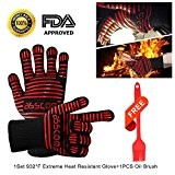 BBQ Grill Handschuhe,Asscom -932°F Extreme Hitze hitzebeständige Handschuhe- 14" extremes langen Bündchen, schwarzes Kevlar-Gewebe, isoliert mit Baumwollfutter und langer Manschette. ...