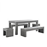 Beton Gartenmöbel - Tisch mit zwei Bänken und zwei Hocker - Betonmöbel - TARANTO