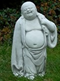 Betonfigur " Lachender Buddha " H 28 cm gehend Deko- und Gartenskulptur