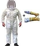 Bienenzucht Full Anzug belüftet Ultra Cool mit Kapuze 3 Lagen Mesh mit Kuh Hide belüftet Bienenzucht Handschuhe