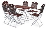 Biergartengarnitur 1x Tisch 120x70 cm & 4x Stuhl & 2x Sessel EuroLiving Edition-Exklusiv kastanie/verzinkt