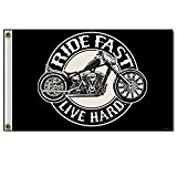 Biker Flag - RIDE FAST, LIVE HARD Circle - 3" x 5"