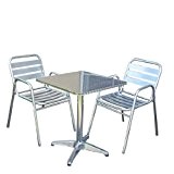 Bistro-Garnitur, Garten-Sitzgruppe, Aluminium, stapelbar ~ Tisch eckig + 2x Stuhl